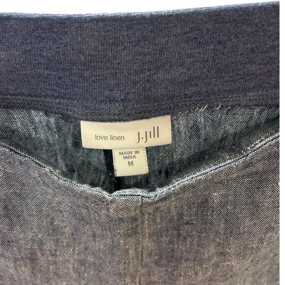 J. JILL Cobalt Indigo Blue Chambray LOVE LINEN Pull On Elastic Pants Size MEDIUM - Picture 3 of 7